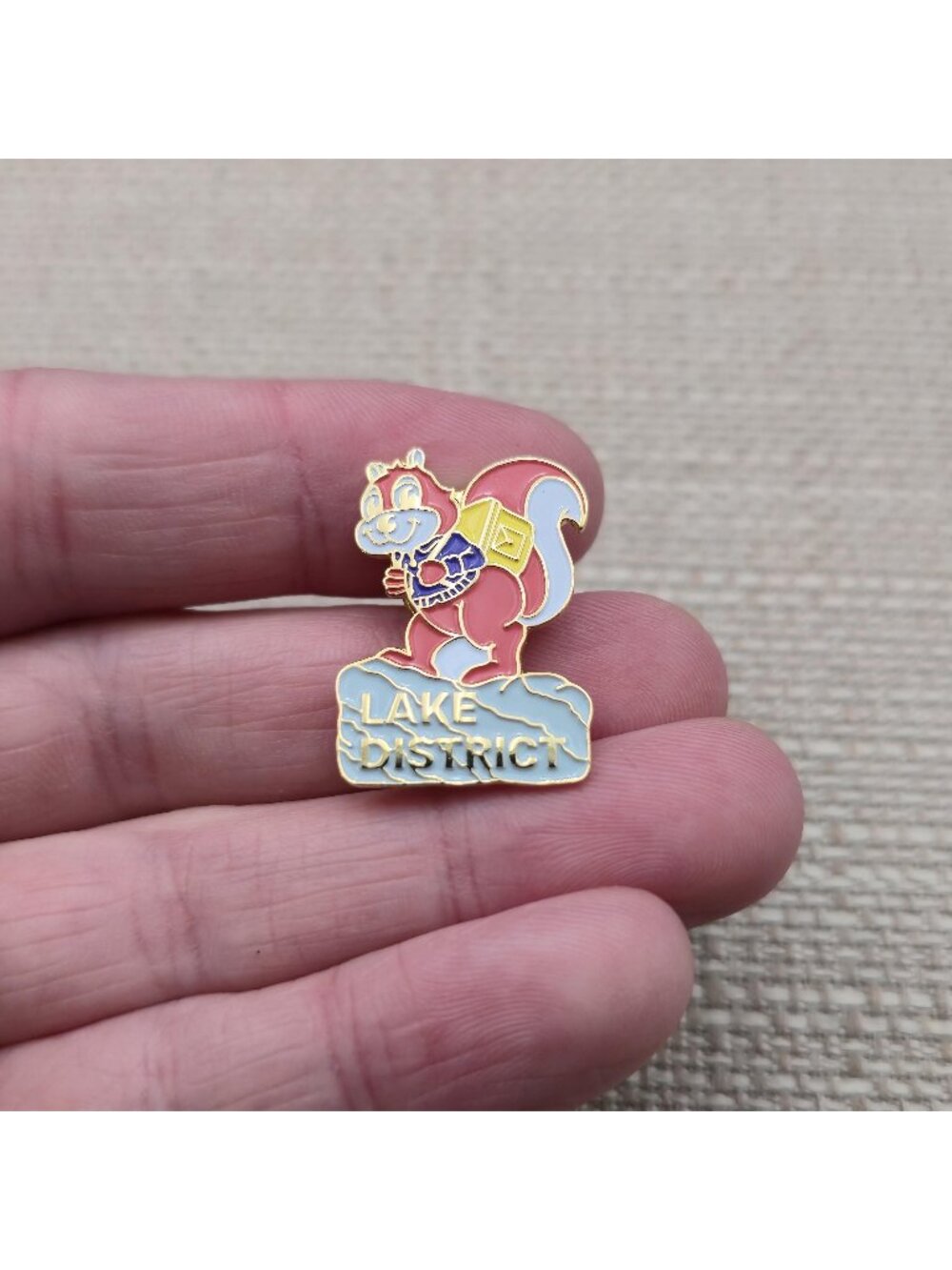 Vintage Rare Lake District Red Squirrel Hiker Mascot Souvenir Enamel Pin Badge A